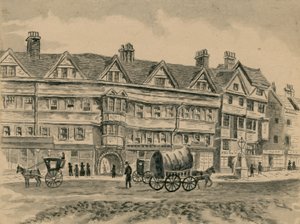 ステープルインの前を通る馬車（紙にトイレ） 作： English School
