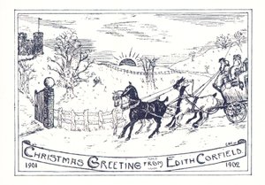城に行く馬と馬車、クリスマスカード 作： English School