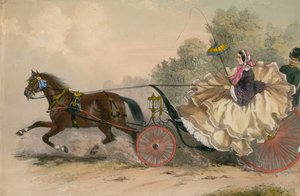 鞭で女性と一緒に高速で馬と馬車;売春 作： English School