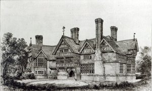 1872年9月6日の「The Building News」から、ハローウィールドに最近建てられた家 作： English School
