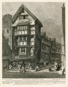ロンドンのフリートストリート、チャンスリーレーンの西隅に最近立っている家 作： English School