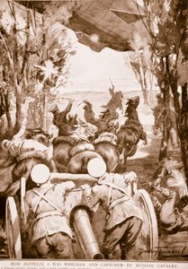 ツェッペリン5がロシアの騎兵隊によって破壊されて捕獲された方法、1914年〜19年 作： English School
