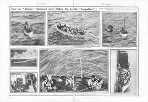 1912年5月4日、「球体」から、カルパティアによってタイタニック号の生存者がどのようにして拾われたか 作： English School