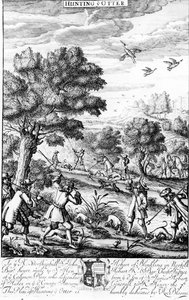 「カワウソの狩猟」（リチャードブルーム発行の「紳士のレクリエーション」より）1686 作： English School