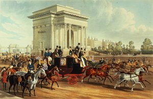ハイドパークコーナー、ジェームズポラードの後に、アッカーマンによって発行、1836年（アクアチント） 作： English School