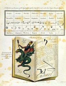魔法の本 『メイガス』のイラスト入りページ、フランシスバレット作、1801年（カラー彫刻） 作： English School