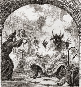 1865年に出版されたThomas Ingoldsbyの「Ingoldsby Legends or Mirth and Marvels」からの詩「A Lat of St. Nicholas」のGeorge Cruikshankのイラスト 作： English School