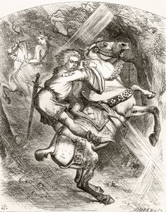 1865年に出版されたThomas Ingoldsbyによる「The Ingoldsby Legends or Mirth and Marvels」からの詩「The Blasphemer&39;s Warning」のJ. Tennielの後のイラスト 作： English School