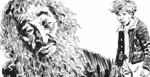 チャールズ・ディケンズの『オリバー・ツイスト』のイラスト（ペンとインク 作： English School