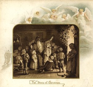 イラストレーション『The Coming Of Father Christmas』（カラーリトグラフ） 作： English School