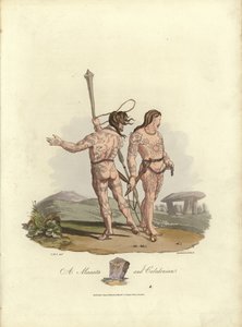 イギリス諸島の元の住民の衣装のイラスト