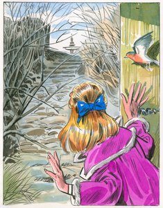 秘密の花園」のイラスト（紙にガッシュ 作： English School