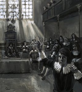 議会で、オリバー・クロムウェルは率直で率直なスピーチで「貧しい庶民」を代弁しました 作： English School
