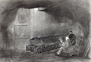 石炭鉱山では、1860年に出版されたW.Fordyceによる「イギリス北部における石炭、コークス、炭田および製鉄の歴史」のイラスト 作： English School