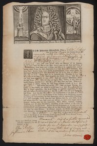 ロンドン、ウェストミンスターにある慈善学校ブルーコートの少年の見習い証書 作： English School