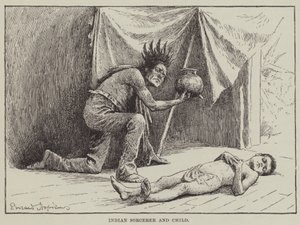 インドの魔術師と子供（彫刻 作： English School