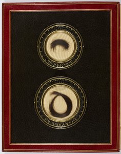表紙の内側、パーシー・ビッシュ・シェリーと妻のメアリー・シェリーの髪の房 (ミクスト・メディア)