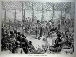 1882年1月21日、The Illustrated London Newsからのベンガル、バードワンのマハラジャの設置 作： English School