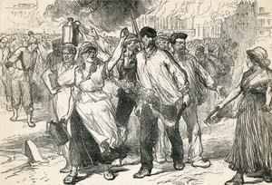 1872年のカッセルズイラストレイテッドヒストリーから抜粋した反乱軍のパリの通り