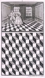 インテリア、さまざまな種類の床の装飾のイラスト、John Carwitham、1739年、bw彫刻 作： English School