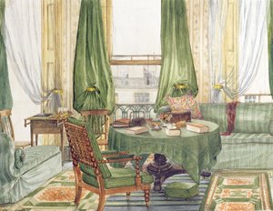 ブライトンの応接室の内部ビュー、1845年頃（紙にトイレ） 作： English School