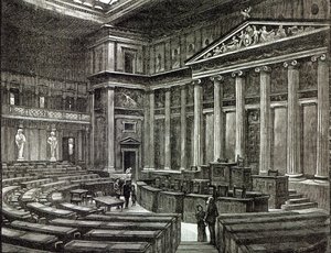 国会議事堂のインテリア、ウィーン、「レジャーアワー」、1891年 作： English School