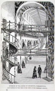 クラーケンウェルの拘置所の内部（Henry Mayhew（1812-87）とJohn Binnによる「The Criminal Prisons of London and Scenes of Prison Life」より 作： English School