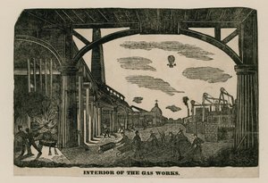 ガス作品のインテリア、ブリックレーン、スピタルフィールズ、ロンドン、1820年頃 作： English School