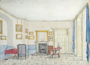 カーゾンストリートのインテリア、1830年頃（紙とペンとインクを備えたトイレ） 作： English School