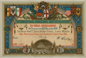 1875年7月29日にロンドンのギルドホールで国際市催し物への招待 作： English School