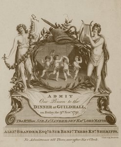 1792年11月9日、ロンドンのギルドホールでの宴会への招待 作： English School