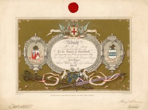 1853年11月9日、ロンドンのギルドホールでの宴会への招待 作： English School