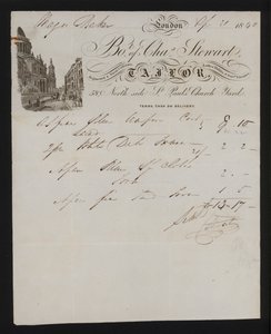 ロンドン、セント・ポールズ・チャーチ・ヤードの仕立屋、チャールズ・スチュワートからの請求書 作： English School