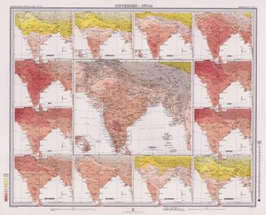 等温線、インド（カラーリトグラフ） 作： English School