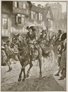 ボインの戦いの後でダブリンに入ったジェームズ、カッセルズイラストレイテッドイングランドオブイングランドのイラスト（セピア写真） 作： English School