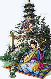 庭の日本人の女の子 作： English School