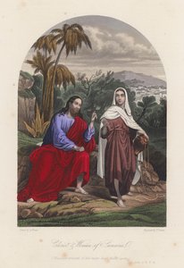 イエス・キリストとサマリアの女（彩色版画） 作： English School