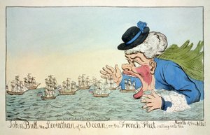 大洋のレヴィアタンことジョン・ブルや、ナイル河口に出航するフランス艦隊が12月12日 作： English School