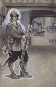 軍人としてのジョン・バニヤン（紙にガッシュ 作： English School