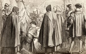 ジョンフリスは1533年に異端のために危険にさらされようとしている、1865年頃（木の彫刻） 作： English School