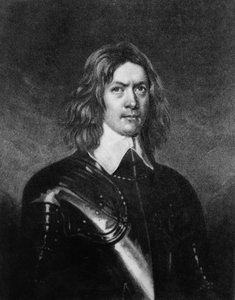ジョン・ハンプデン（1594-1643）、「イギリスの歴史に描かれた人物の肖像」のイラスト（メゾティント） 作： English School