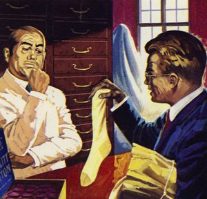 ジョンロジベアードは、足を乾いた状態に保つための綿のアンダーソックを発明しました 作： English School