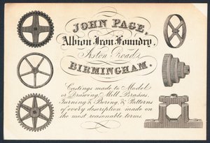 John Page、Albion Iron Foundry、トレードカード 作： English School