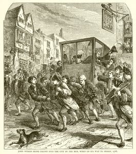 1768年に刑務所に行く途中、暴徒によって市に引き寄せられたジョンウィルクス 作： English School