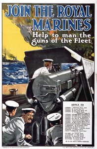 Royal Marinesに参加-第一次世界大戦の艦隊の銃を募集するポスター