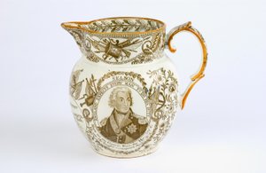 ホレイショネルソン（1758-1805）c.1805（陶器）の戦いと栄誉を記念した転送デザインの水差し 作： English School