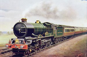 GWRコーニッシュ鉄道エクスプレスのキングジョージV、The Wonder Book of Railwaysのイラスト、第14版、ハリーゴールディング編集1929
