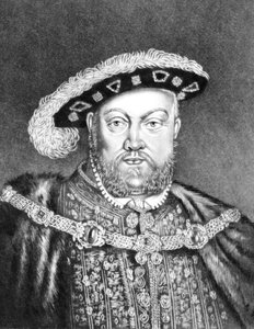 ヘンリー8世（c1491-1547）のイラスト「イギリスの歴史に描かれた人物の肖像」、（メゾティント） 作： English School