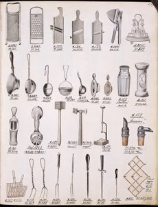 国産品および付属品の貿易カタログからの調理器具、c.1890-1910
