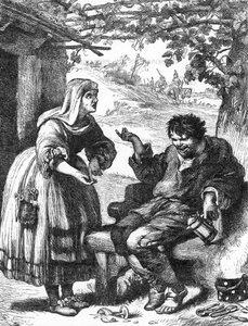 La Megere tamed (The Taming of the Shrew) - 1866年「ウィリアム・シェイクスピア全集」の挿絵 - この版の挿絵と全体の形は、ロンドンで出版されたCassell
